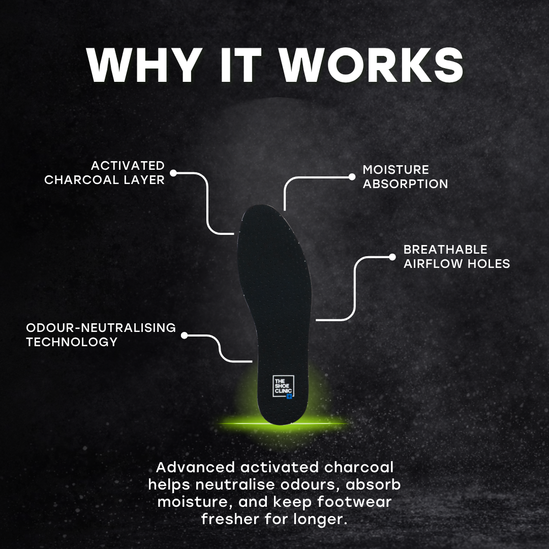 Odour Eliminating Activated Charcoal Insoles - 6 Pairs