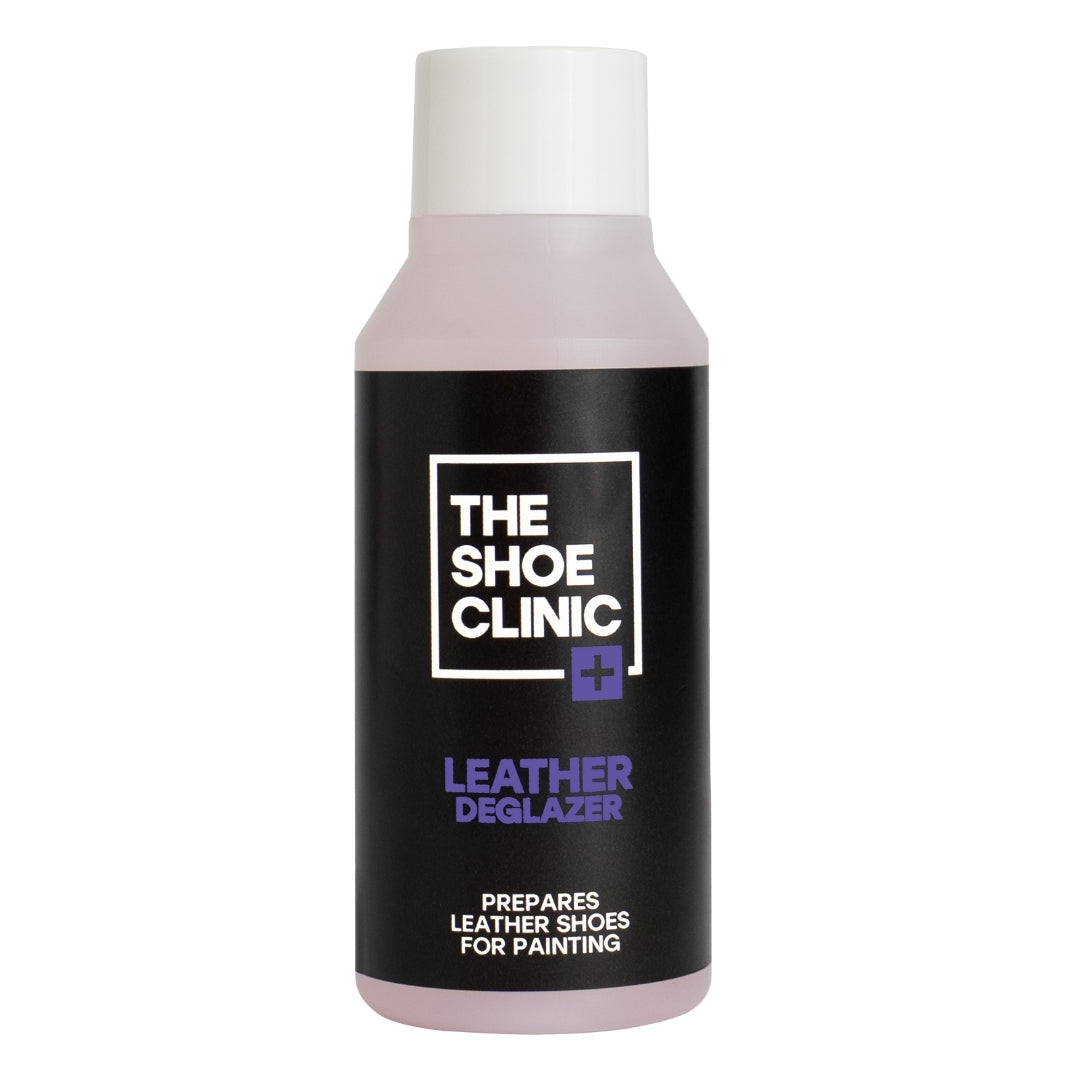 Bottle of The Shoe Clinic Leather Deglazer on a white background